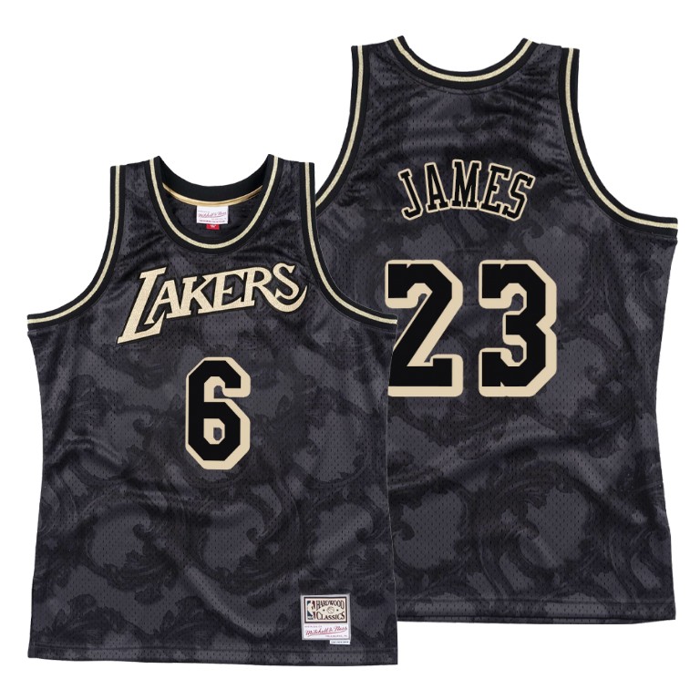 Men's Los Angeles Lakers LeBron James #6 NBA 23 Multi-Numbers Tonal 2021-22 Throwback Hardwood Classics Black Basketball Jersey WXP8383BD